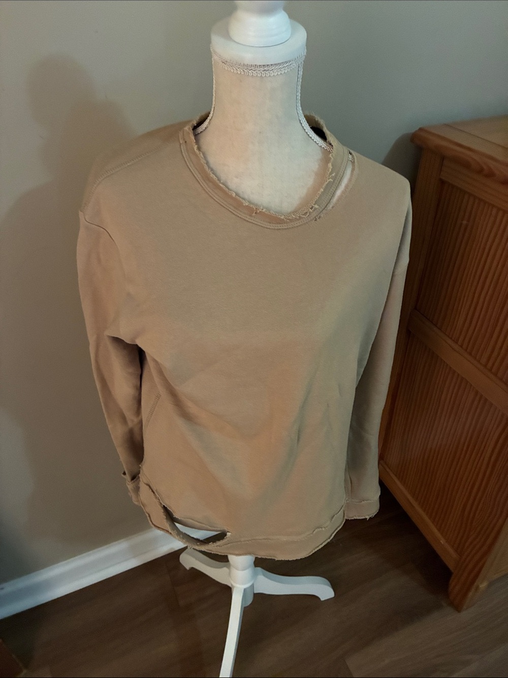 Alala Vintage-Inspired Distressed Tan Sweatshirt